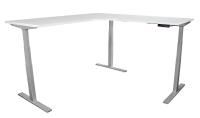 vertilift height adjustable workstation 1800 x 1500 x 750 - white top with silver frame preset controller